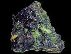 Sparkling Azurite Crystal Cluster with Malachite - Laos #69693-2